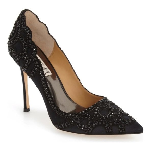 Badgley Mischka Shoes - Badgley Mischka Black Rouge Embellished Pointed Toe Pump Size 8